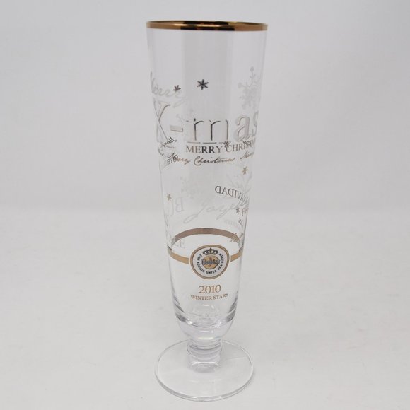 Warsteiner Merry Christmas Winter Stars Tulip Champagne Beer Glass with Box 2010 - Picture 9 of 16